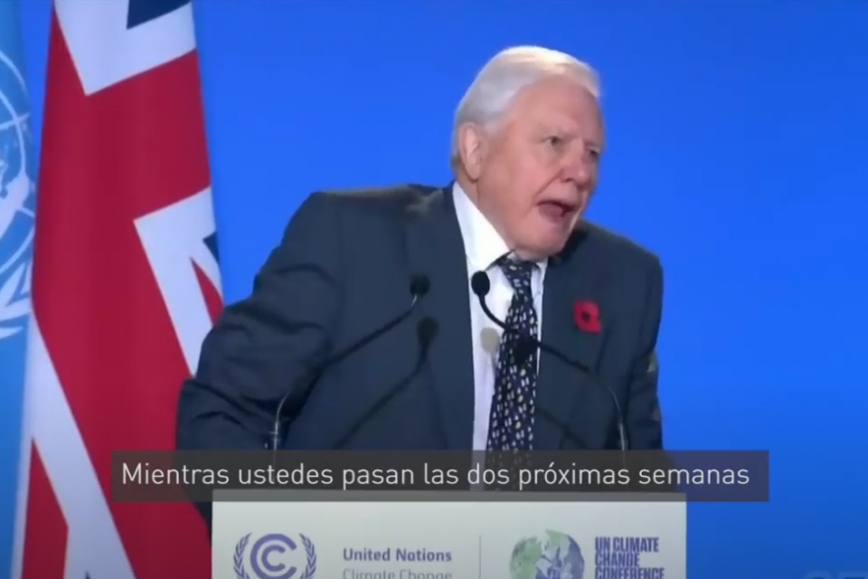 David Attemborough en el cumbre climáticas de 2021, Lección de David Attemborough en la apertura de la cumbre sobre el cambio climático de 2021, COP26